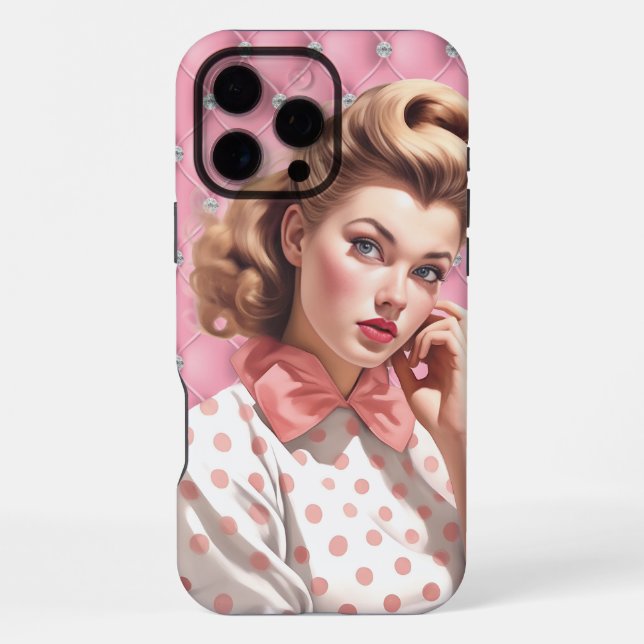 Retro Button-Up Girl iPhone 16 Pro Max Hülle (Rückseite)