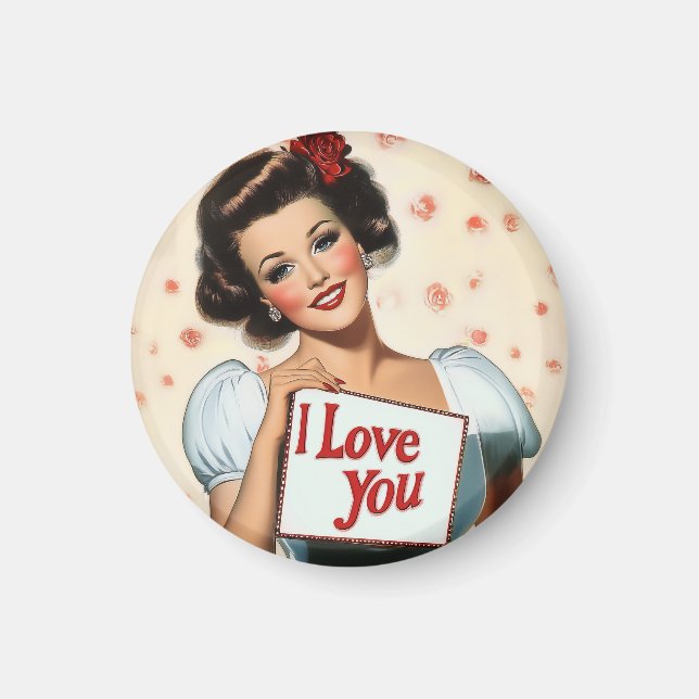 Retro-Button-Up-Liebe Magnet (Vorne)
