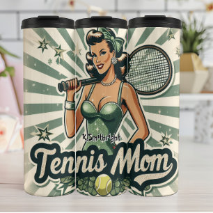Retro Button-Up Tennis Mama Art Thermosbecher