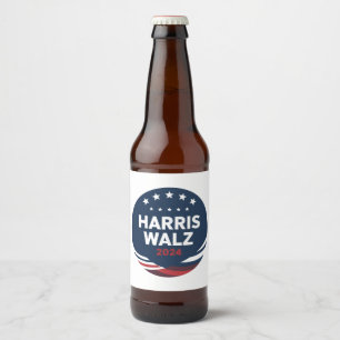 Retro-Button-Wahl für Demokraten Harris Waltz Bierflaschenetikett
