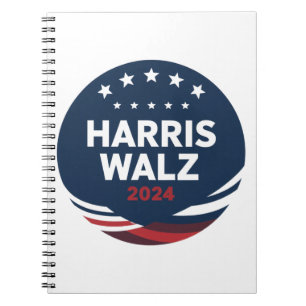 Retro-Button-Wahl für Demokraten Harris Waltz Notizblock