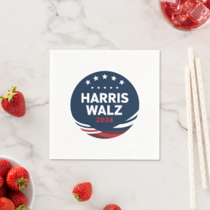 Retro-Button-Wahl für Demokraten Harris Waltz Serviette