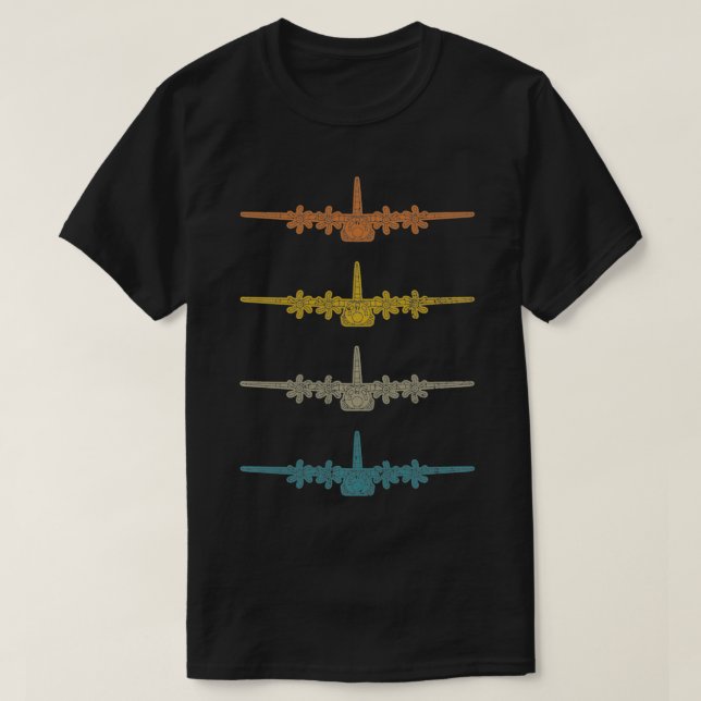 Retro C130 Hercules Gunship Military Airplane Vint T-Shirt (Design vorne)