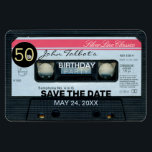 Retro C Audiotape 50th birthday Party Save Date M Magnet<br><div class="desc">Old audio tape (audio cassette Classic made in Netherlands) with black tag for numbers. Design on flexible photo magnet with texts for 50th birthday party to customize. You can easily change text (font, color, size and position) by clicking the customize button. Available in inviation postcard too. Matching Birthday invitation, Birthday...</div>