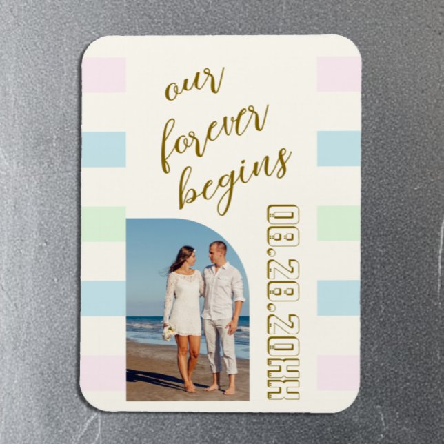 Retro Cabana Stripes Hochzeit Magnet (Von Creator hochgeladen)