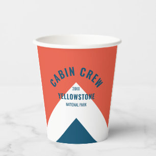 Retro Cabin Crew Peronalized Destination Navy Red Pappbecher