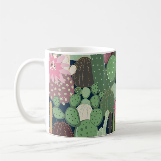 Retro Cactus Design: Nahtlose Textur Kaffeetasse (Links)