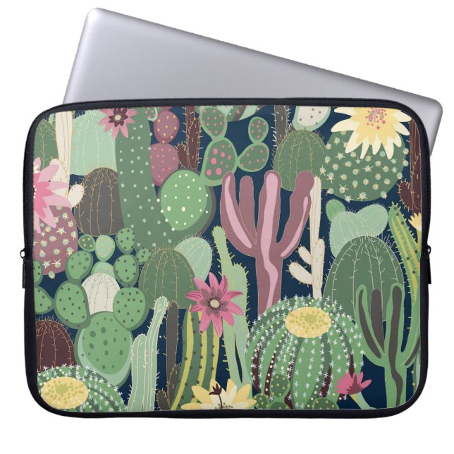 Retro Cactus Design: Nahtlose Textur Laptopschutzhülle (Vorderseite)