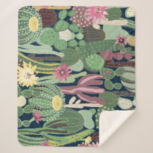 Retro Cactus Design: Nahtlose Textur Sherpadecke