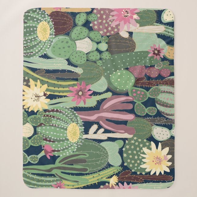 Retro Cactus Design: Nahtlose Textur Sherpadecke (Vorderseite)