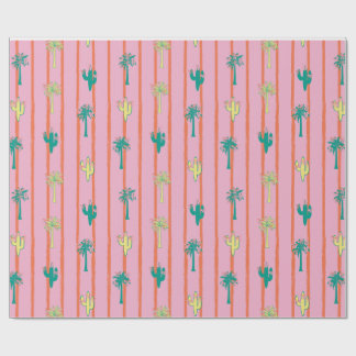 Retro Cactus & Palm Trees Gift Wrap Paper Geschenkpapier