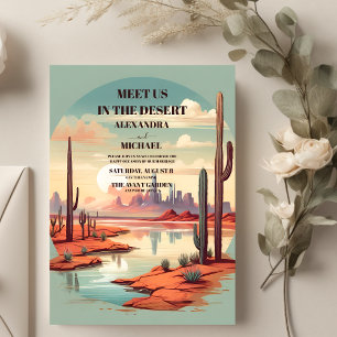 Retro Cactus succulents Wedding Einladung