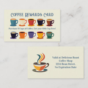 Retro-Café-Belohnungen Loyalty-Stempelkarte Visitenkarte