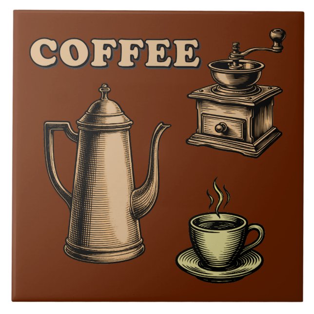 Retro-Café-Cafe-Muster Fliese (Vorderseite)