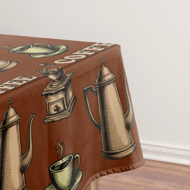 Retro-Café-Kaffeemuster Tischdecke (Beispiel)