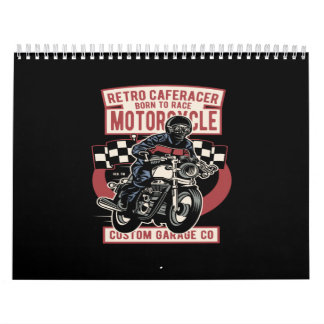 Retro-Café-Rennfahrer geboren für Motorrad Kalender