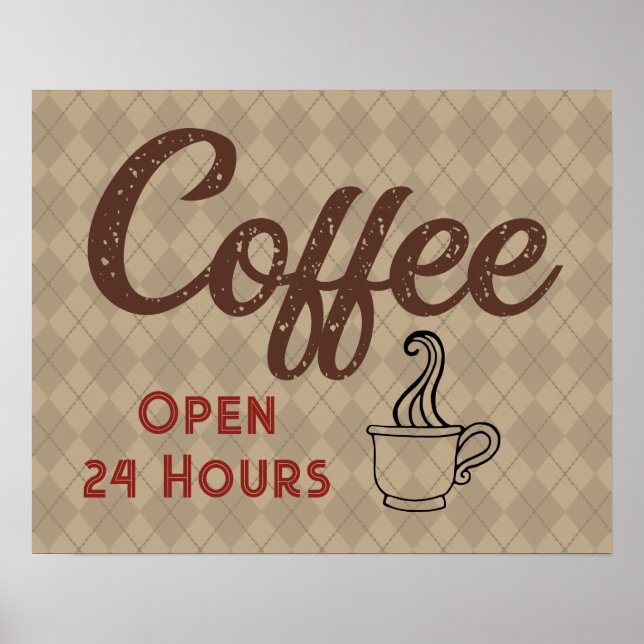 Retro-Café-Schild Kunst Poster (Vorne)