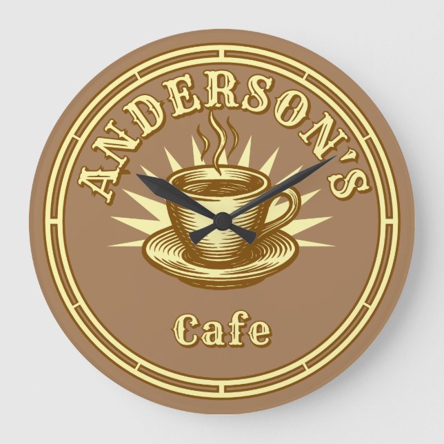 Retro-Café-Schildvorlage Große Wanduhr (Vorderseite)