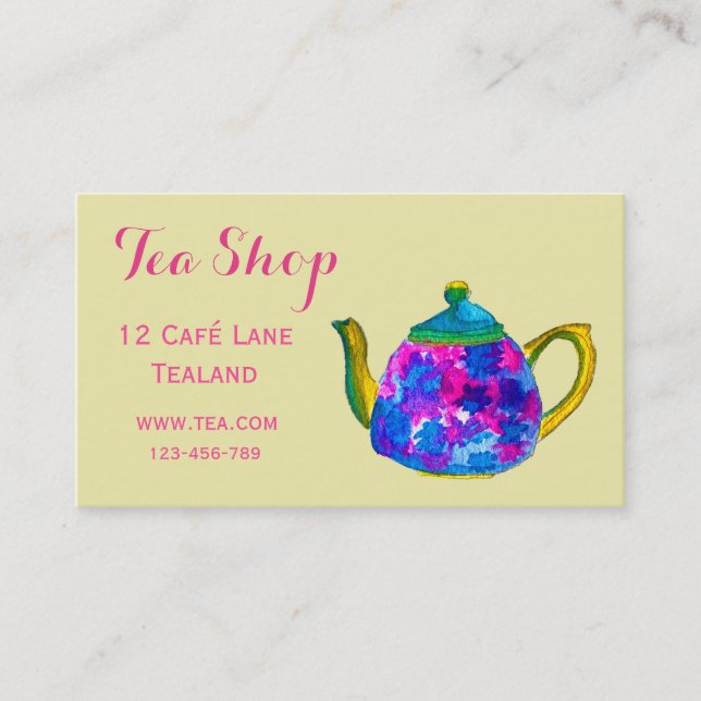 Retro Café Tee-Shop Designer Teacup Visitenkarte (Vorderseite)