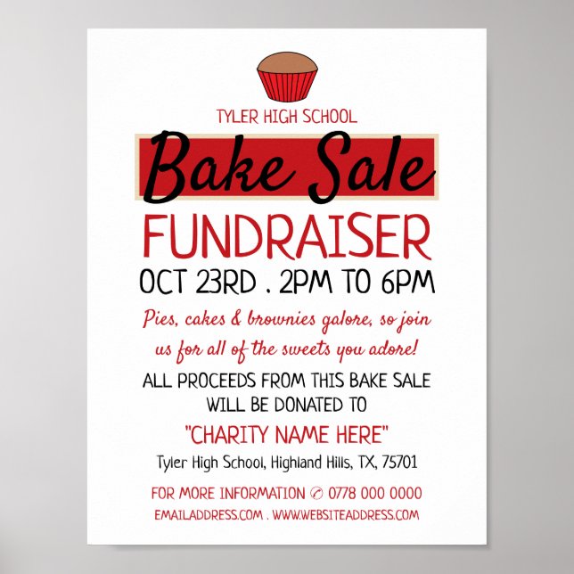 Retro Cake Design, Wohltätigkeit Bake Sale Eventwe Poster (Vorne)