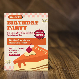 Retro Cake Kindergeburtstag Party Einladung