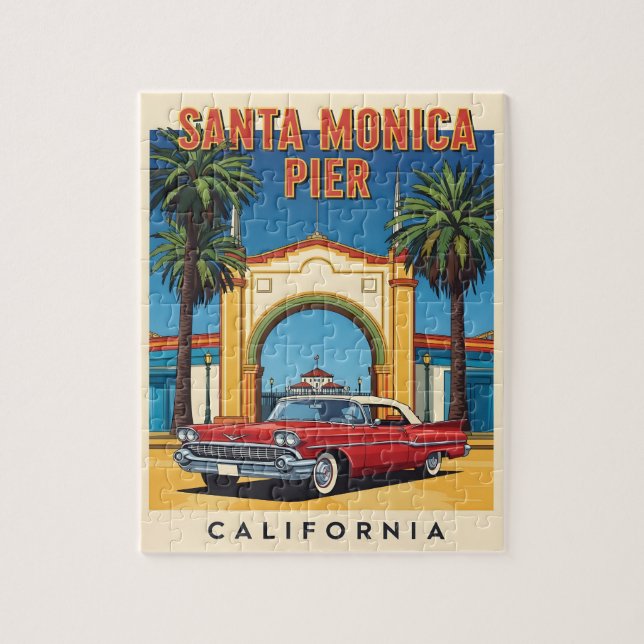 Retro California Dream Santa Monica Pier (Vertikal)