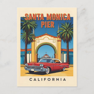 Retro California Dream Santa Monica Pier Postkarte