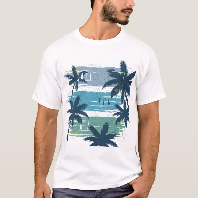 Retro California Palm Tree - Beach Sunset Ästhetik T-Shirt (Vorderseite)