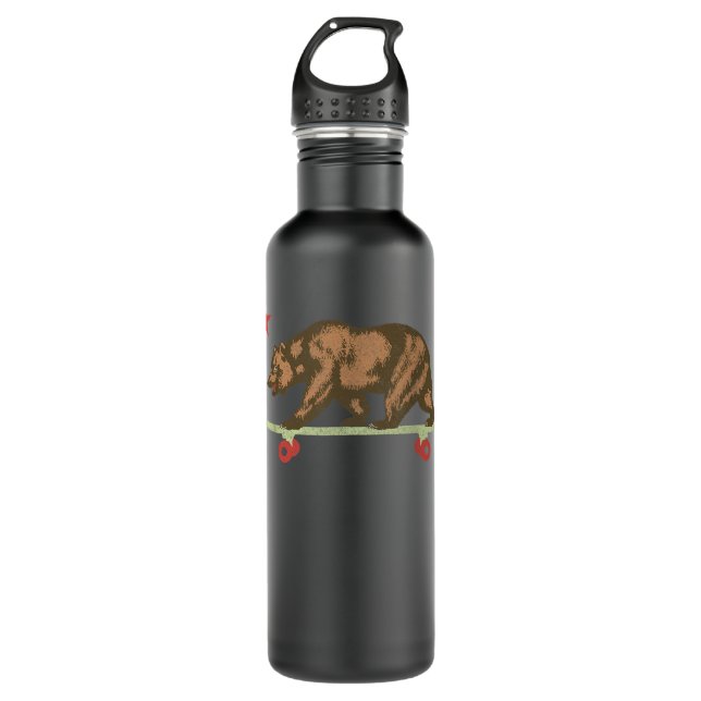 Retro California Skateboard Bear Skating Skate Sta Edelstahlflasche (Vorderseite)