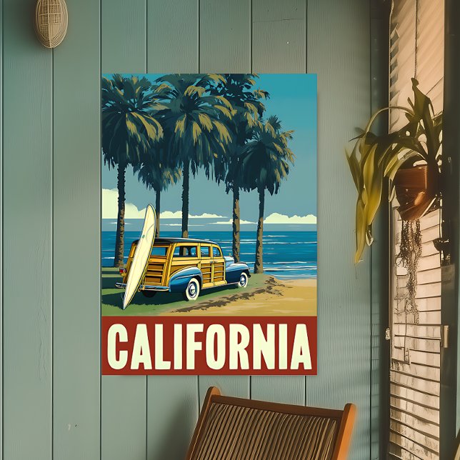 Retro California Surf Beach Travel Poster (Von Creator hochgeladen)