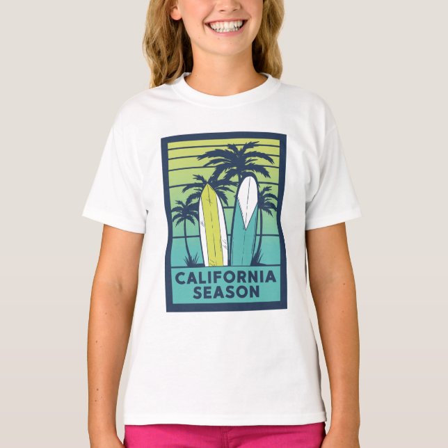 Retro California Surfboards Kunst - Sommer Küste T-Shirt (Vorderseite)