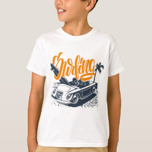 Retro California Surfing Beach Car Grafischer T -  T-Shirt