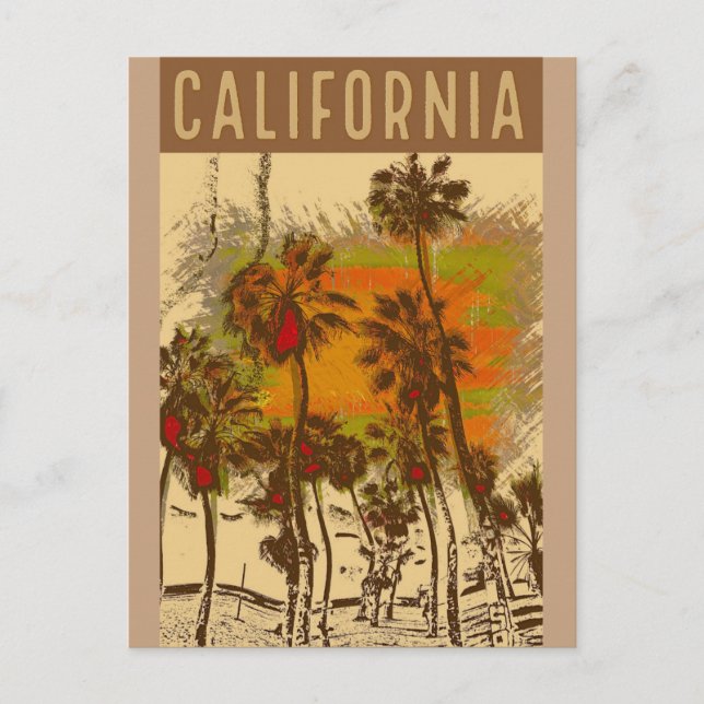 Retro California Vintage Travel Poster Postkarte (Vorderseite)