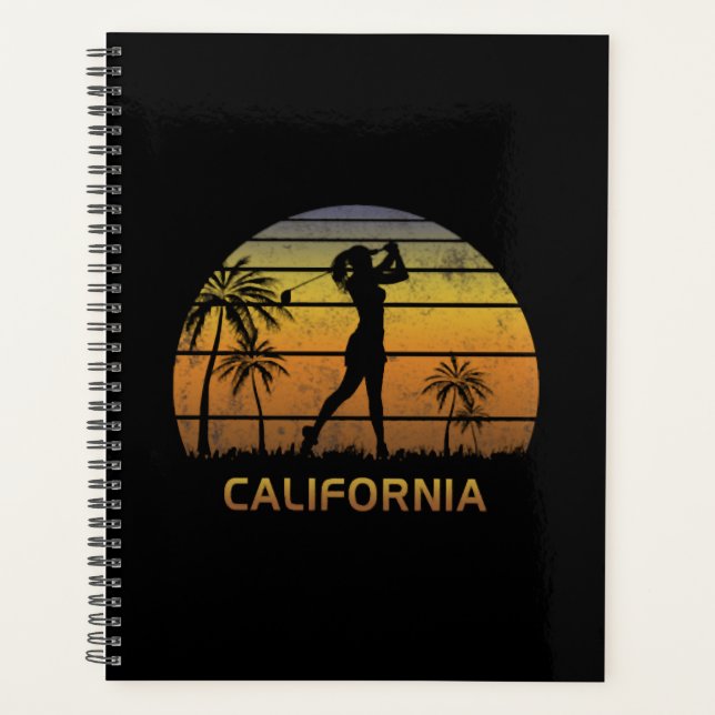Retro California Women's Golf Golfing Fan Golfer Planer (Vorderseite)