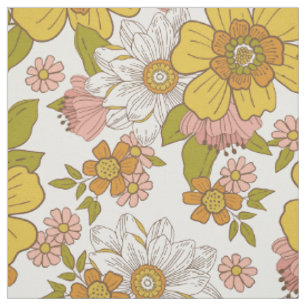 Retro Callista 70er Gelbe und rosa Blume Stoff