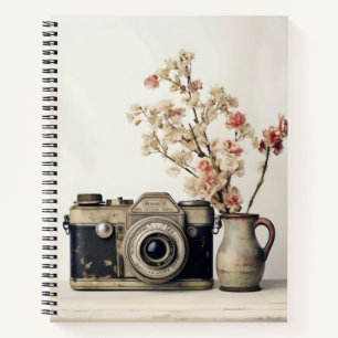 Retro-Camera-Blume Notizbuch