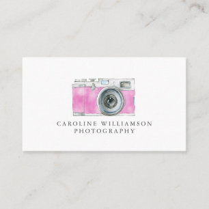 Retro Camera Pink Watercolor Art Fotologo  Visitenkarte