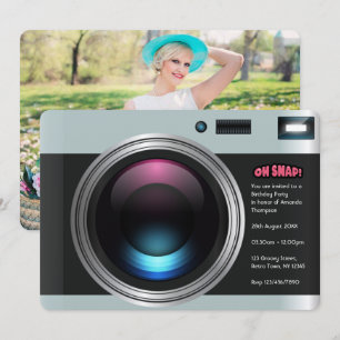Retro Camera Selfie Geburtstagsparty Foto Einladung