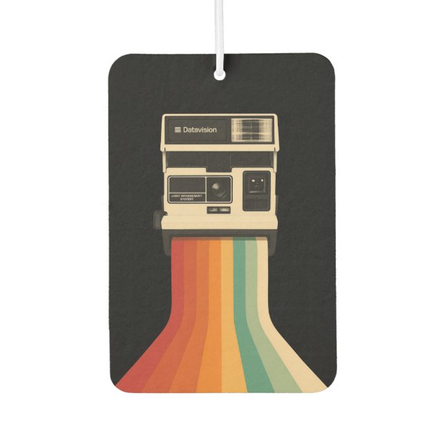 Retro Camera with Rainbow Print Autolufterfrischer (Vorderseite)