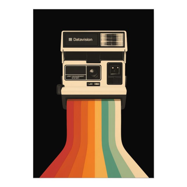 Retro Camera with Rainbow Print Fotodruck (Vorne)