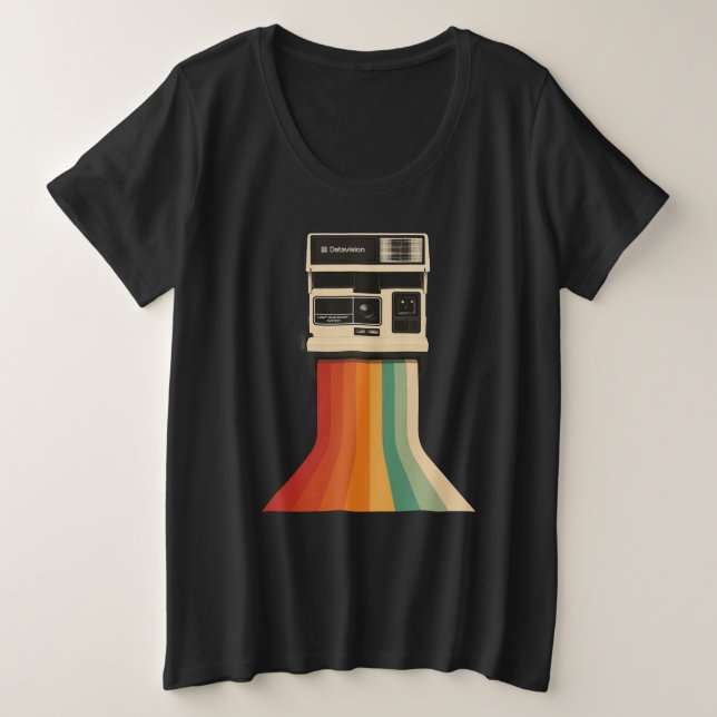 Retro Camera with Rainbow Print Große Größe T-Shirt (Design vorne)