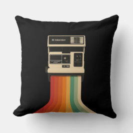 Retro Camera with Rainbow Print Kissen