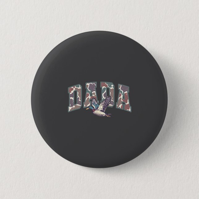 Retro Camo Duck Hunting Dada 1st Birthday Family M Button (Vorderseite)
