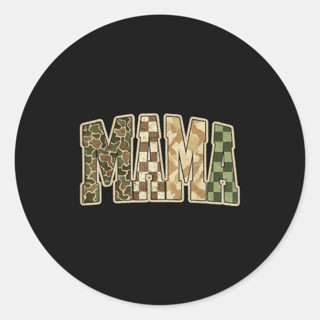 Retro Camo Hunting Mama Old Camo Mom  Runder Aufkleber (Vorderseite)