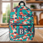 Retro Camouflage Aquamarin Orange Blue Personalize Bedruckter Rucksack<br><div class="desc">Unser moderner und trendiger Rucksack für Camouflage, ideal für Kinder, Studenten, Wanderer und Ausflüge! Dieser coole Rucksack weist ein Retro-Camouflage-Muster mit Blau-, aquamarin-, Orange- und Beigetönen auf und verleiht ihm einen militärisch inspiriert Look, der sicher den Kopf drehen wird. Das Design der Camouflage ist nicht nur stilvoll, sondern auch funktional,...</div>