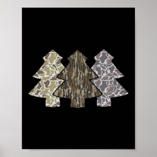Retro Camouflage Weihnachtsbäume Jagen Weihnachtsr Poster