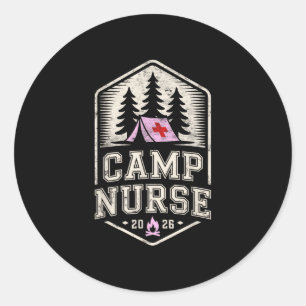 Retro-Camp-Krankenschwester Krankenpflegeschule Ch Runder Aufkleber