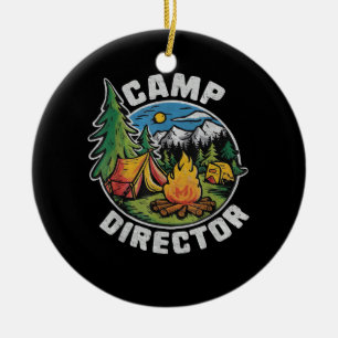 Retro-Camp-Leiter Camping-Sommercamp Lustiges Camp Keramik Ornament