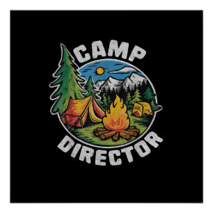 Retro-Camp-Leiter Camping-Sommercamp Lustiges Camp Poster