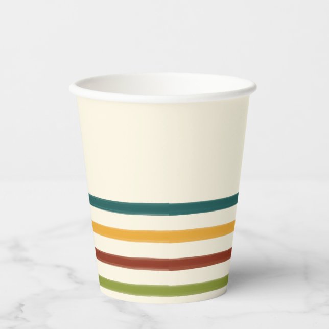 Retro Camp Striped Paper Cups Summer Party Pappbecher (Vorderseite)
